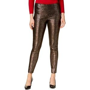 Alfani shiny gold printed leggings pants size 10